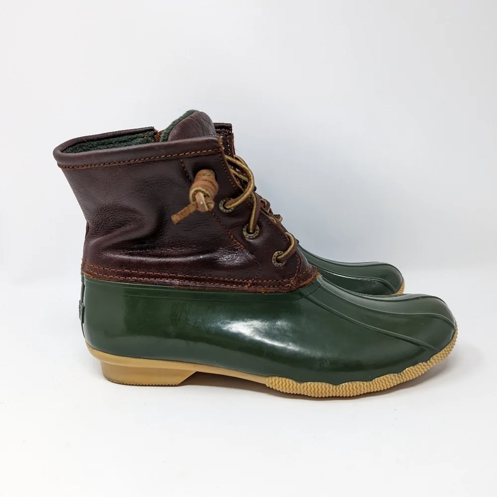 Sperry saltwater duck boot‎ green and brown size 6.5 insulated winter boot